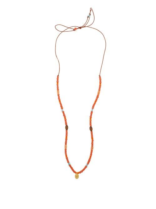 Matchesfashion.com Musa By Bobbie - Diamond, Chalcedony & 18kt Gold Charm Necklace - Womens - Orange