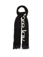 More Joy By Christopher Kane - Logo-jacquard Fringed Wool Scarf - Mens - Black