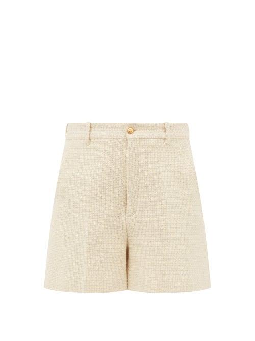 Gucci - High-rise Cotton-blend Tweed Shorts - Womens - White