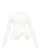 Matchesfashion.com A.w.a.k.e. Mode - Asymmetric Peplum Cotton-twill Top - Womens - Cream