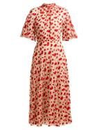 Matchesfashion.com Giambattista Valli - Heart Embroidered Chantilly Lace Dress - Womens - Red Multi