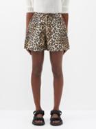 Ganni - Leopard-print Cotton-poplin Shorts - Womens - Leopard