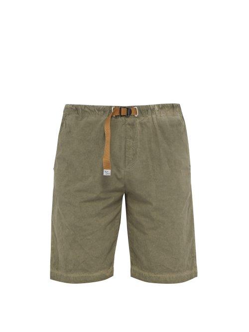 Matchesfashion.com White Sand - Mid Rise Tie Dye Stretch Cotton Shorts - Mens - Dark Green