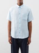 A.p.c. - Bellini Short-sleeved Linen Shirt - Mens - Light Blue