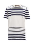 Matchesfashion.com Paul Smith - Logo-embroidered Striped Cotton-jersey T-shirt - Mens - White Navy