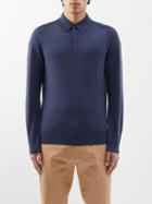 Paul Smith - Merino Long-sleeved Polo Shirt - Mens - Blue