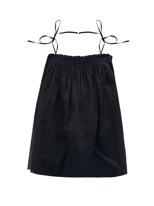 Matchesfashion.com Loup Charmant - Anacapri Smocked Cotton-muslin Top - Womens - Black