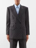 Gucci - Double-breasted Gg-jacquard Wool Suit Jacket - Womens - Black Grey