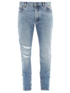 Matchesfashion.com Balmain - Distressed Slim-leg Jeans - Mens - Blue