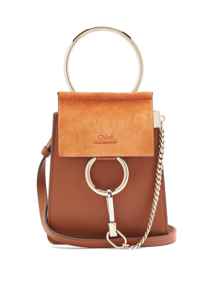 Chloé Faye Mini Suede-panel Leather Cross-body Bag