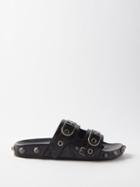 Balenciaga - Cagole Studded Leather Slides - Mens - Black