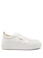 Mens Shoes Christian Louboutin - Happy Rui Spike-embellished Leather Trainers - Mens - White