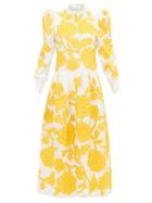 Matchesfashion.com Erdem - Josefina Floral-appliqu Silk-organza Gown - Womens - Yellow White