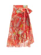 Etro - Balza Starman Paisley-print Cotton-blend Skirt - Womens - Orange Print