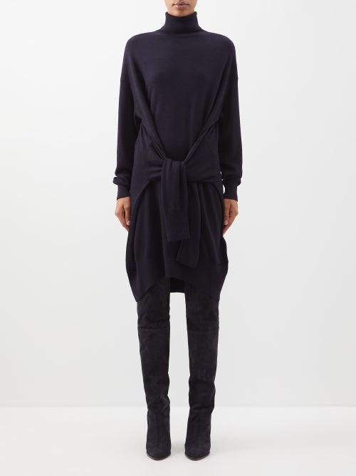 Isabel Marant - Gabbyly Tie-front Jersey Midi Dress - Womens - Midnight