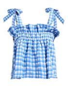 Matchesfashion.com Ganni - Murillo Gingham Seersucker Top - Womens - Blue Print