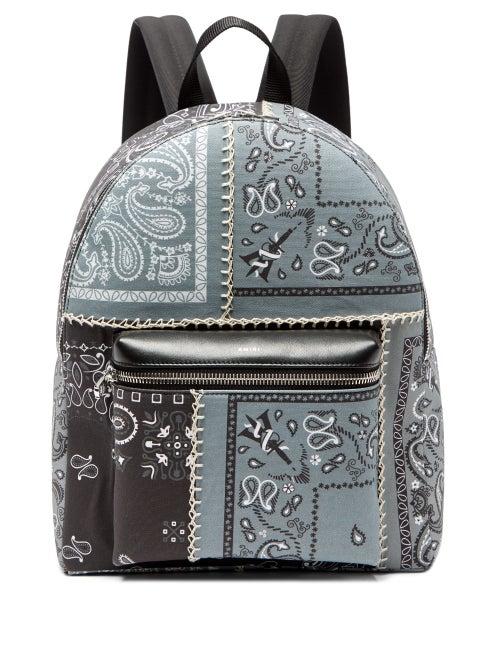 Matchesfashion.com Amiri - Bandana-print Whipstitched Cotton-canvas Backpack - Mens - Black White