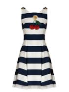 Dolce & Gabbana Cherry-embellished Striped Cady Dress