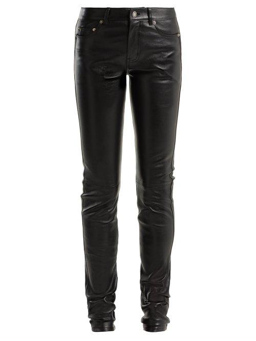Matchesfashion.com Saint Laurent - Skinny Leather Trousers - Womens - Black