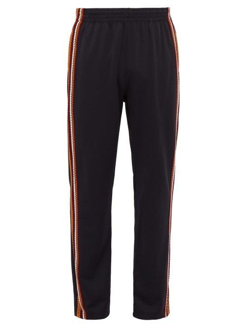 Matchesfashion.com Wales Bonner - Crochet Striped Technical Track Pants - Mens - Black