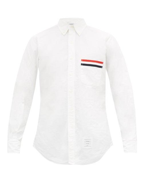 Matchesfashion.com Thom Browne - Grosgrain-appliqu Cotton-oxford Shirt - Mens - White
