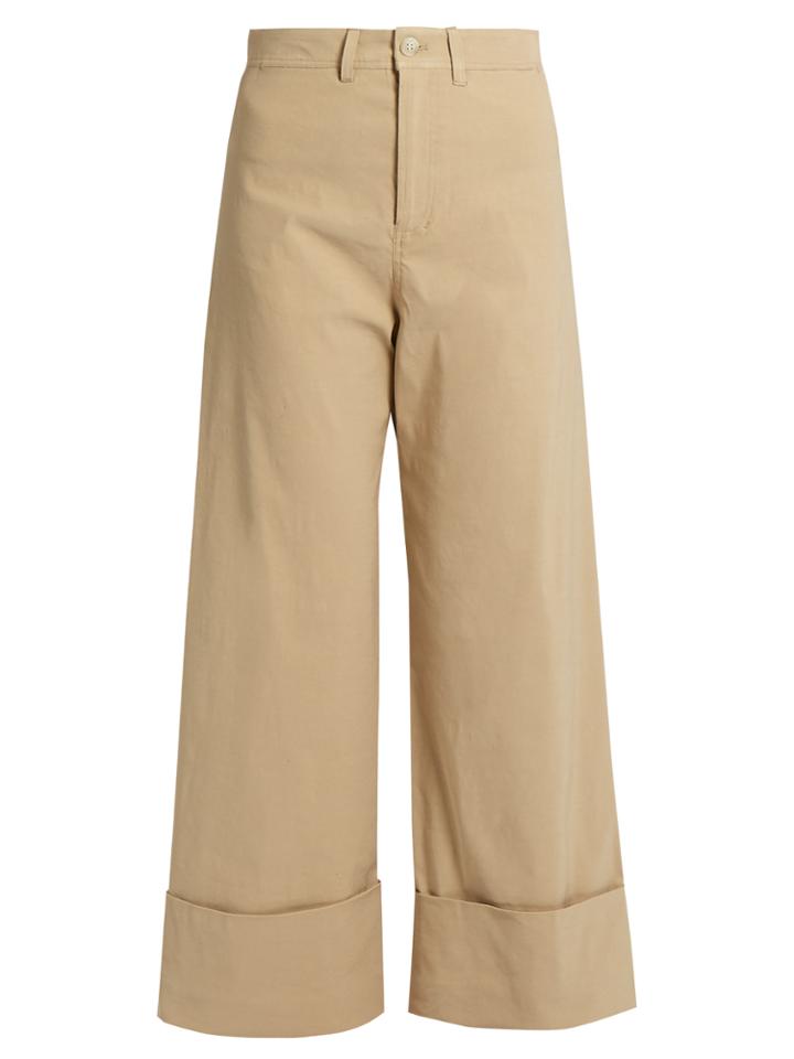 Sea Mid-rise Wide-leg Cropped Trousers