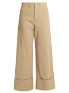 Sea Mid-rise Wide-leg Cropped Trousers