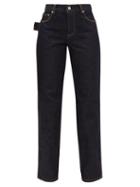 Matchesfashion.com Bottega Veneta - High-rise Slouchy-fit Straight-leg Jeans - Womens - Dark Blue