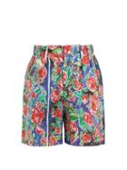 Matchesfashion.com Charles Jeffrey Loverboy - Rose Scribble Print Linen Shorts - Womens - Red Multi