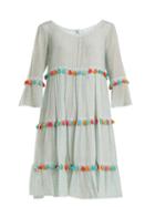 Matchesfashion.com Athena Procopiou - Spring Rainbow Tassel Trimmed Tiered Silk Dress - Womens - Light Green