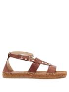 Ladies Shoes Jimmy Choo - Denise Pearl-studded Leather Espadrille Sandals - Womens - Tan Multi