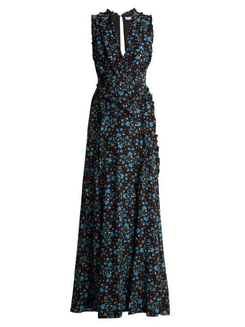 Matchesfashion.com Altuzarra - Medina Vine Print Silk Crepe De Chine Dress - Womens - Black Print