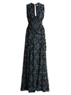 Matchesfashion.com Altuzarra - Medina Vine Print Silk Crepe De Chine Dress - Womens - Black Print