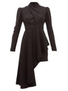 Matchesfashion.com Racil - Tina Polka Dot Jacquard Waterfall Hem Dress - Womens - Black