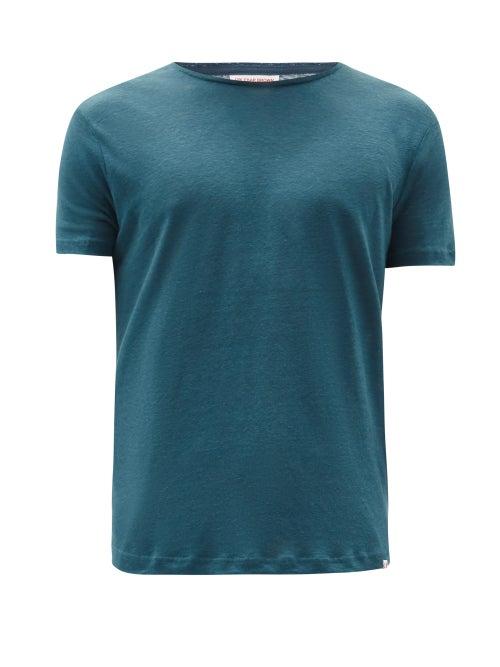 Matchesfashion.com Orlebar Brown - Ob-t Linen-jersey T-shirt - Mens - Navy