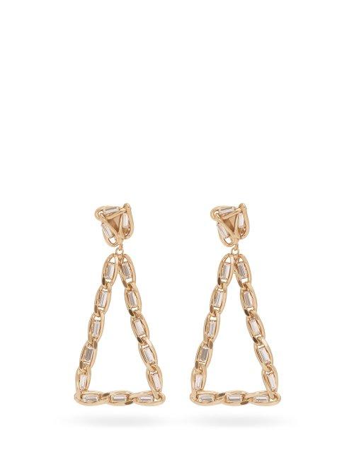 Matchesfashion.com Rosantica By Michela Panero - Crystal Triangle Clip On Earrings - Womens - Gold