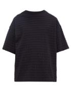 Matchesfashion.com Raey - Oversized Seersucker Cotton Blend Jersey T Shirt - Mens - Navy