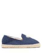 Mens Shoes Maneb - Palm Springs Embroidered Organic-linen Espadrilles - Mens - Navy White