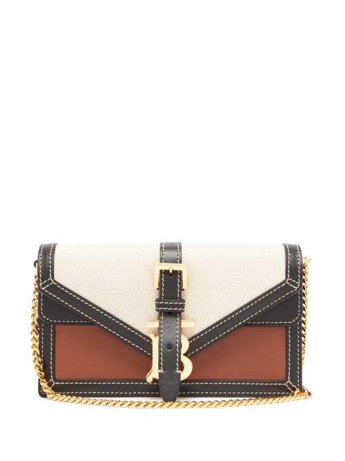 Matchesfashion.com Burberry - Tb Canvas And Leather Chain Strap Bag - Womens - Cream Multi