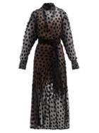 Matchesfashion.com Petar Petrov - Aurel Polka-dot Devor Silk-blend Georgette Dress - Womens - Black