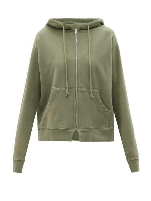 Matchesfashion.com Domi - Zipped Organic-cotton Jersey Hooded Sweatshirt - Womens - Khaki