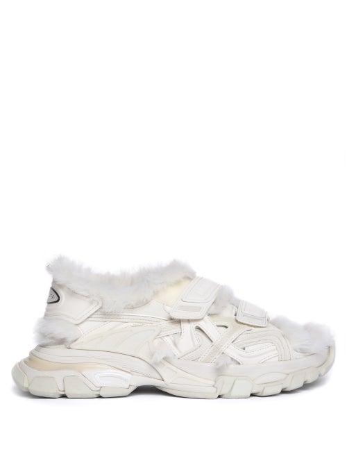 Balenciaga - Logo-debossed Shearling-lined Sandals - Womens - Beige
