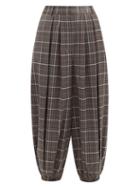 Matchesfashion.com Tibi - Gabe Checked Double-pleated Balloon Trousers - Womens - Grey Multi