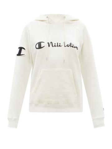 Nili Lotan X Champion - Logo-print Cotton-jersey Hooded Sweatshirt - Womens - White