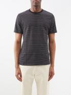 Frame - Logo-embroidered Striped Cotton-jersey T-shirt - Mens - White Stripe