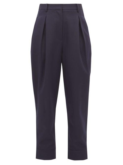 Matchesfashion.com Tibi - Recycled Tailored Technical Twill Trousers - Womens - Navy