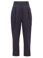 Matchesfashion.com Tibi - Recycled Tailored Technical Twill Trousers - Womens - Navy