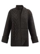 Ganni - Cable-knit Scarf Roll-neck Sweater - Womens - Black