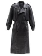 Saint Laurent - Belted Latex Trench Coat - Womens - Black White