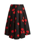 Simone Rocha Floral-embroidered Neoprene Midi Skirt